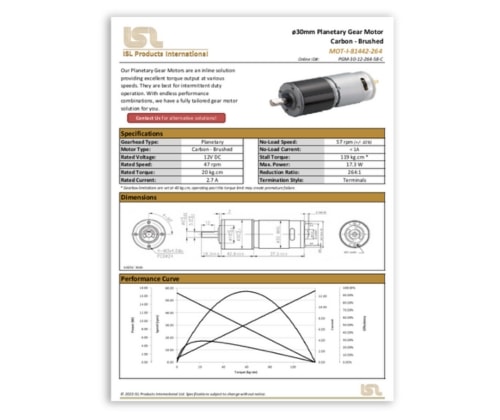 dc gear motor specification datasheet