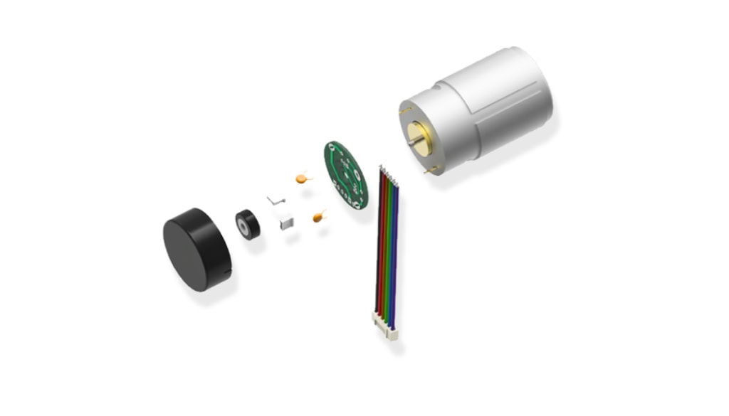 DC motor with magnetic encoder extrapolation