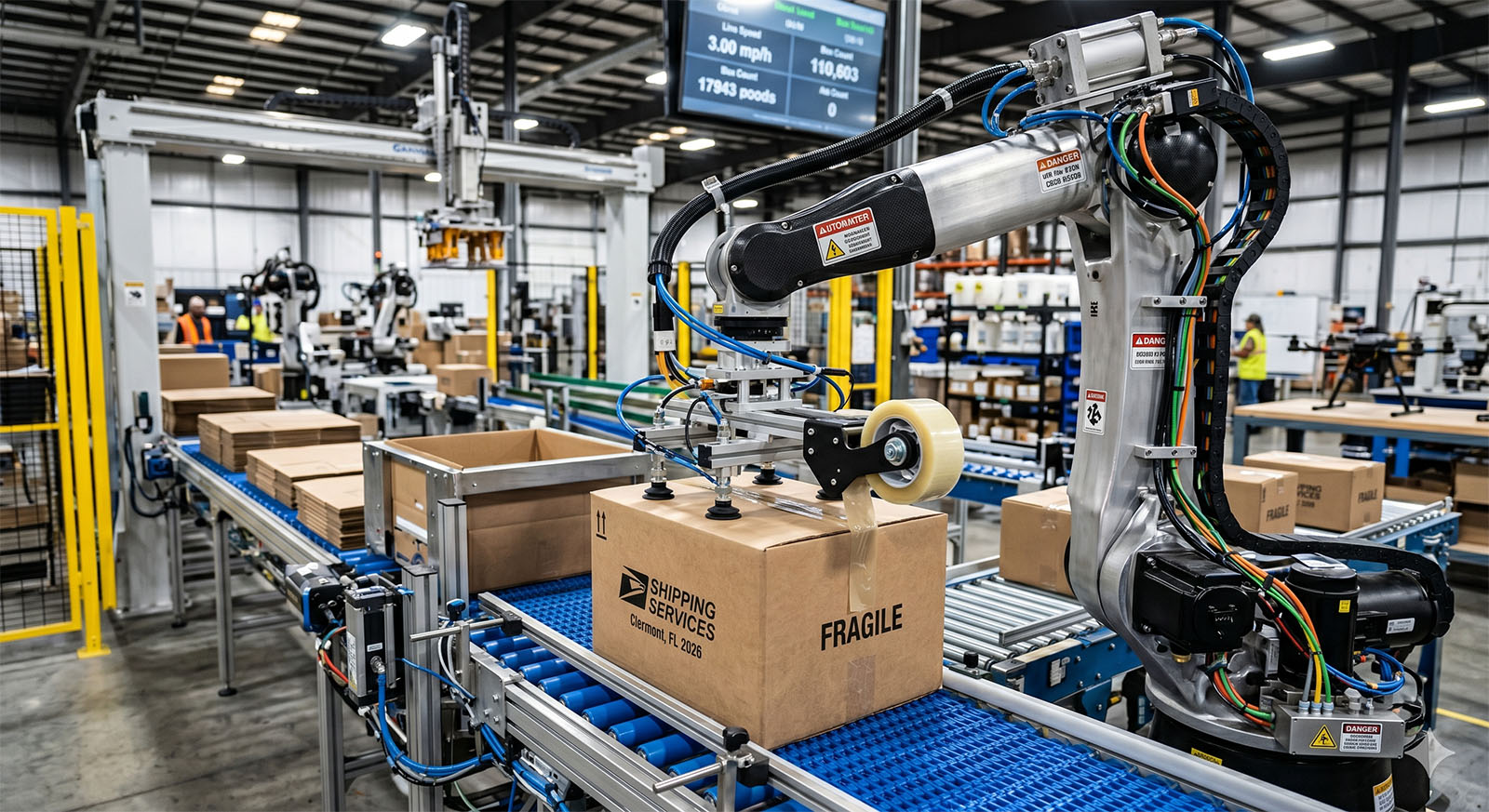 Industrial machinery on an assembly line