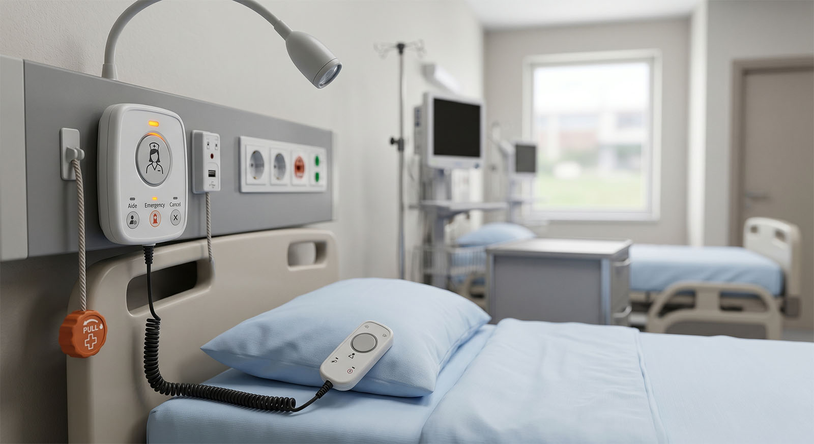 Various UV-C germicidal devices in a medical room